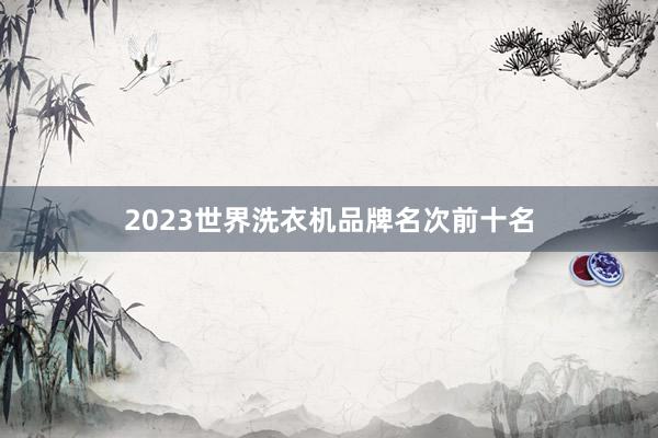 2023世界洗衣机品牌名次前十名